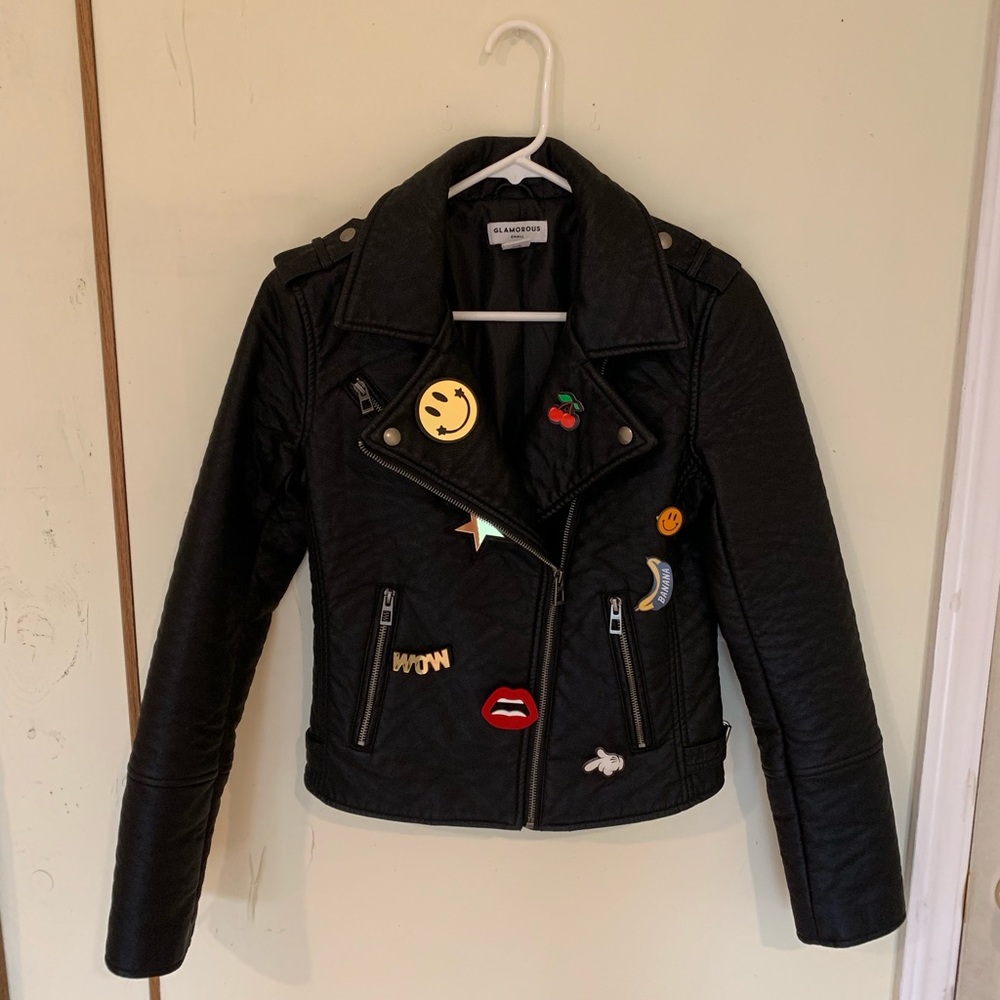 Leather Jacket with Pins